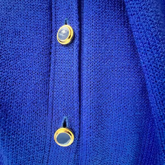 Vintage St. John Marie Gray Santana Knit Midi Dress Blue Belted 8 - Picture 6 of 14